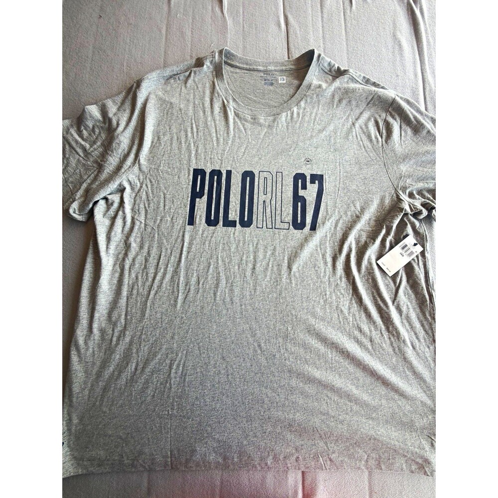Polo Ralph Lauren Men's Gray Cotton Jersey Graphic Logo Tee Crew SS 3XB